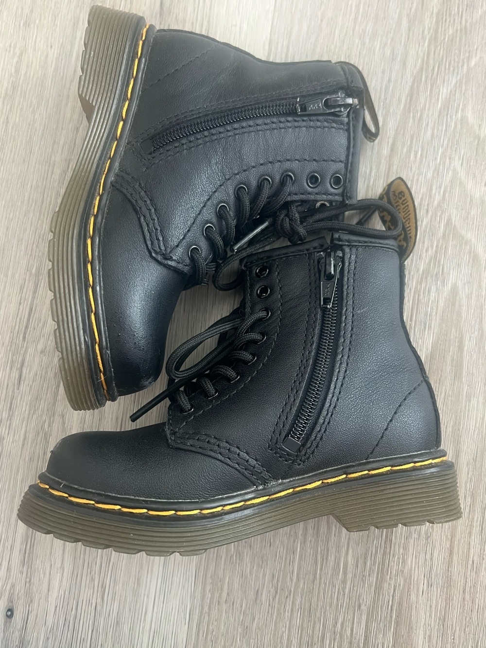 Dr. Martens kids Black Combat Boots - Picture 2 of 8